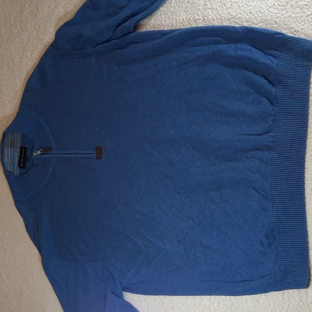 Alan Edmonds 1/4 zip blue long sleeve sweater. 489
